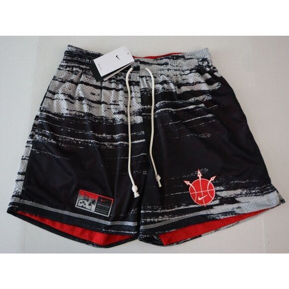 Nike DV9607-010 Men's Sz L Black/Red Loose Fit Reversible Mesh Basketball Shorts - Picture 1 of 13